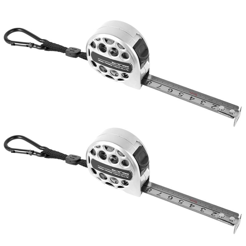 HOTBEST 2 Pack Tape Measure 9.8FT/3M Stainless Steel Measuring Tape with Double Sided Scale Waterproof Retractable Measure Ruler Handy Measurement Tape for Construction Household Woodworking - Image 1